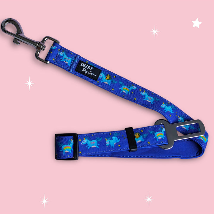 Dog Car Seatbelt | Stardust: Navy Unicorns  | Dog Car Restraint Tether