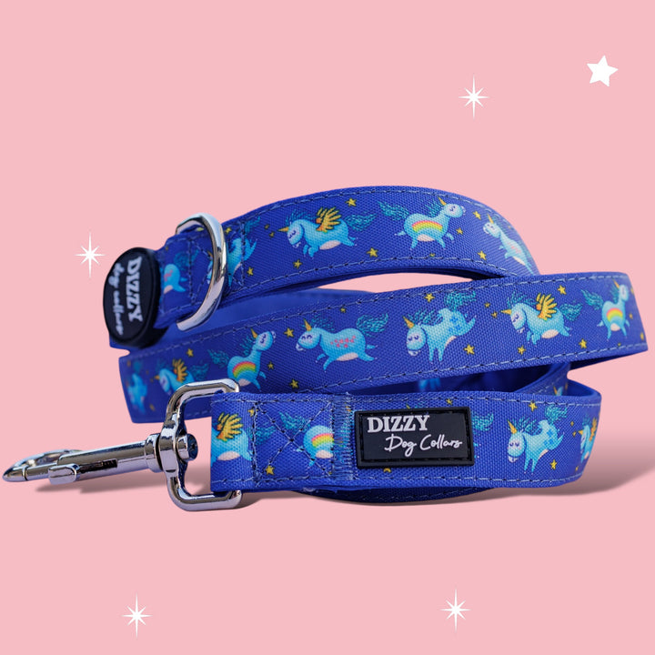 Stardust: Navy Unicorns Dog Leash | Canvas & Neoprene Premium Quality Dog Lead