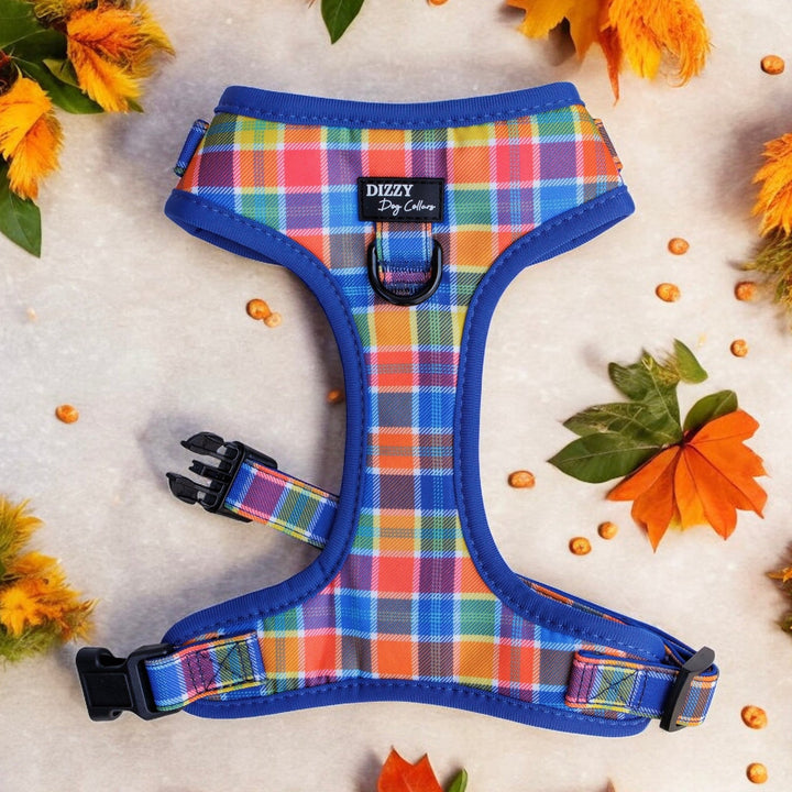 DOG HARNESS | Country Plaid | Neck Adjustable Dog Harness | Canvas & Neoprene