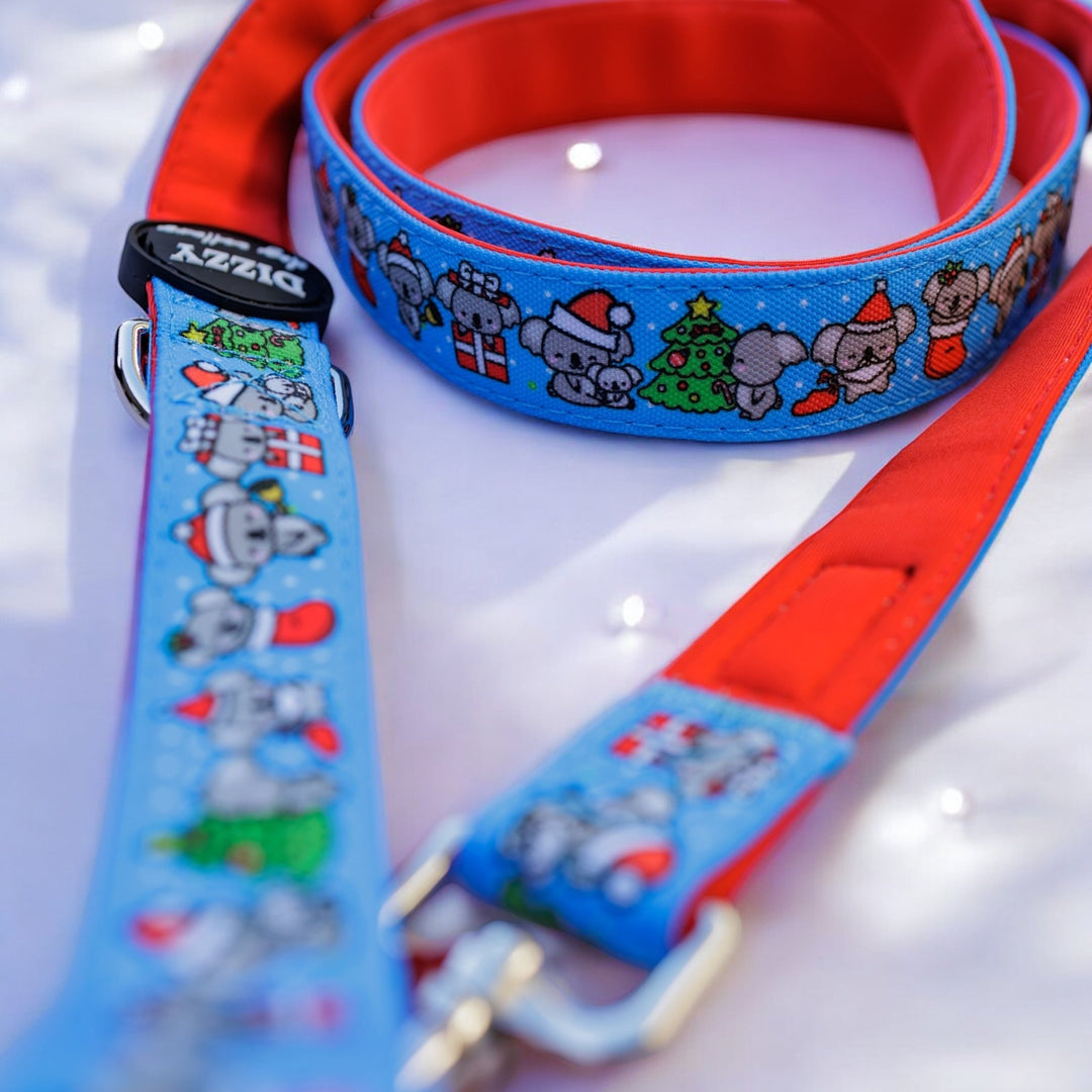 Christmas Koalas Dog Leash | Canvas & Neoprene | Premium Quality Fully Padded Leash