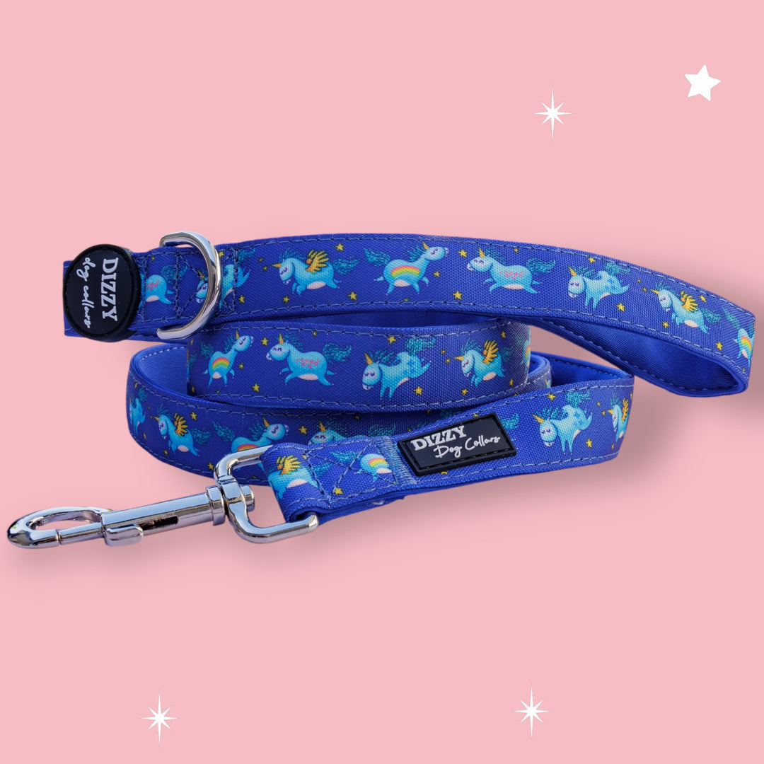 Stardust: Navy Unicorns Dog Leash | Canvas & Neoprene Premium Quality Dog Lead