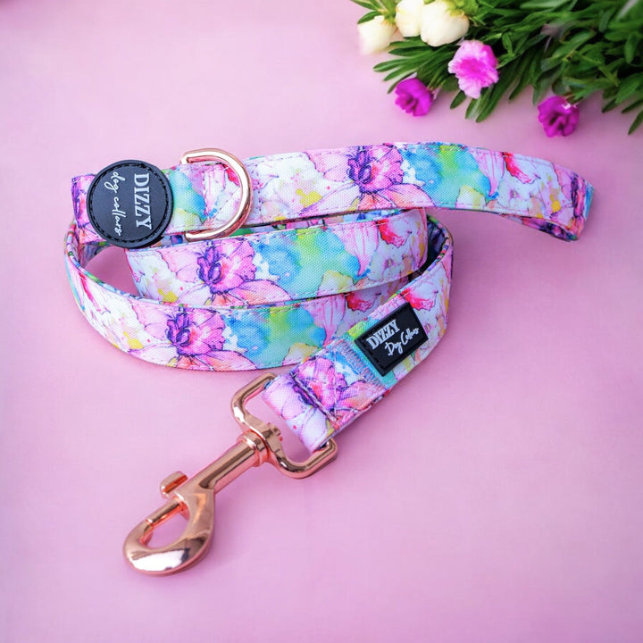 The Willow: Watercolour Floral Dog Lead | Canvas & Neoprene | Premium Quality Fully Padded Leash