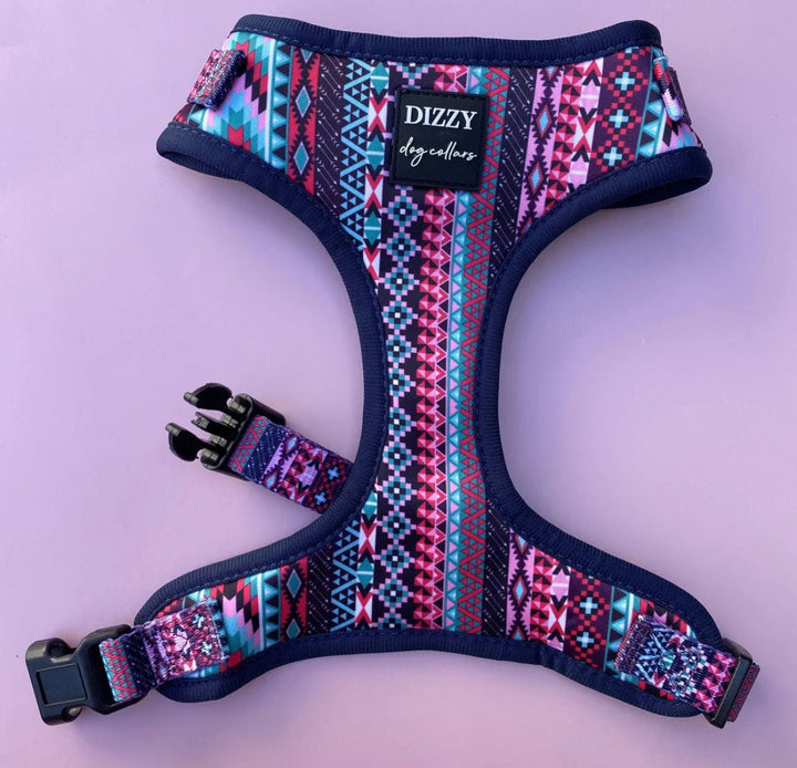 DOG HARNESS - Purple Aztec | Neck Adjustable Dog Harness