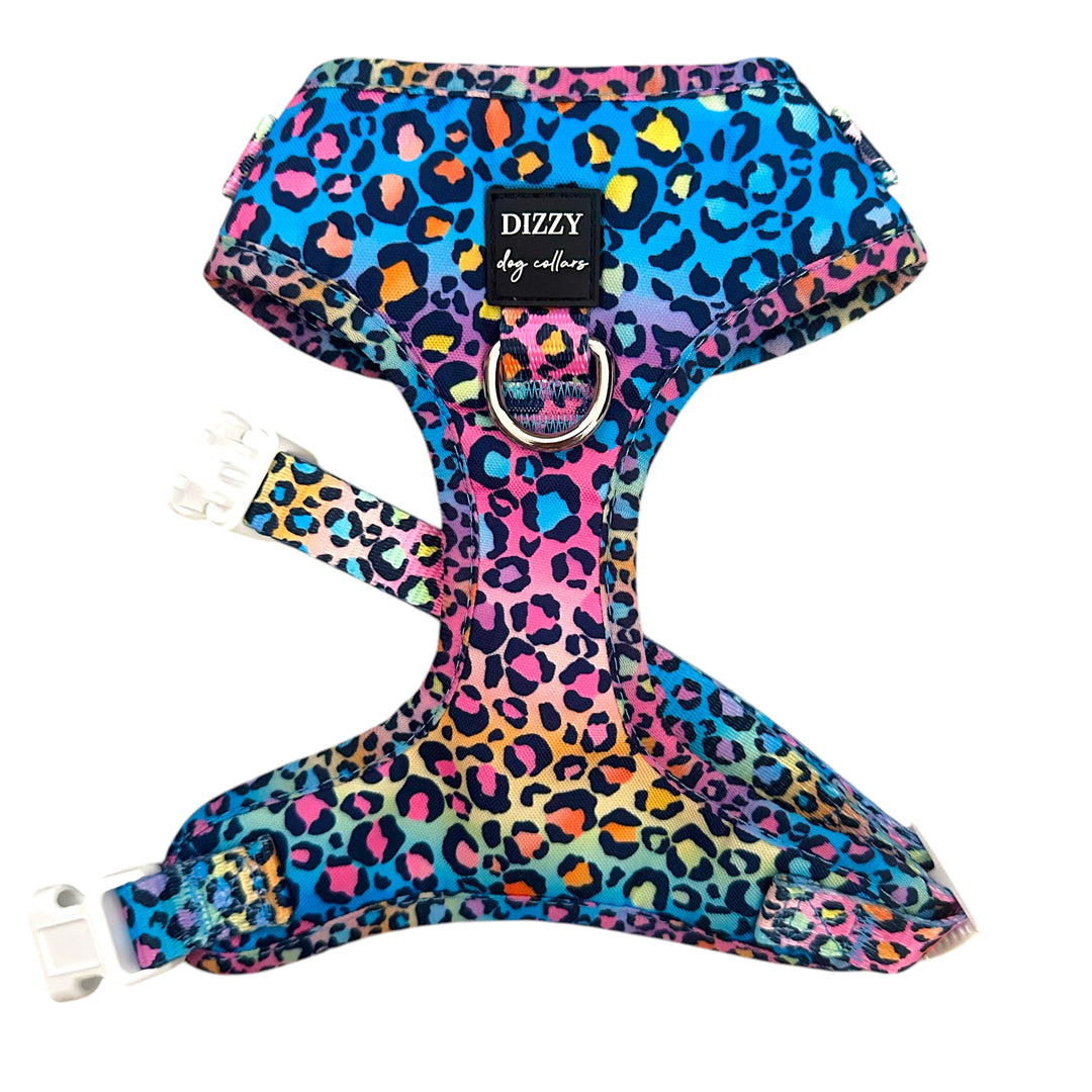 DOG HARNESS | Rainbow Ombre Leopard | Neck Adjustable Harness