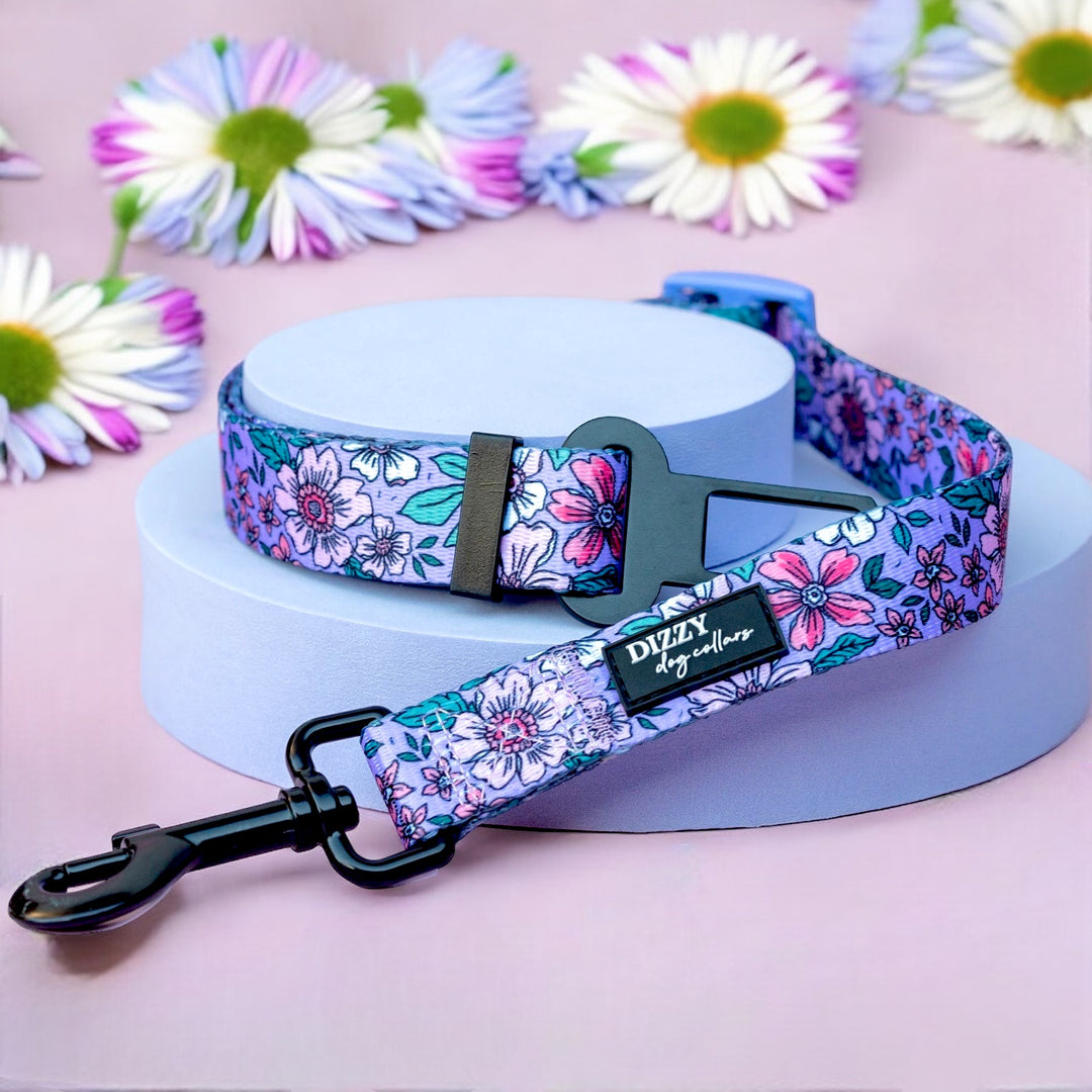 Dog Car Seatbelt | Dog Car Restraint Tether | Lilac Floral