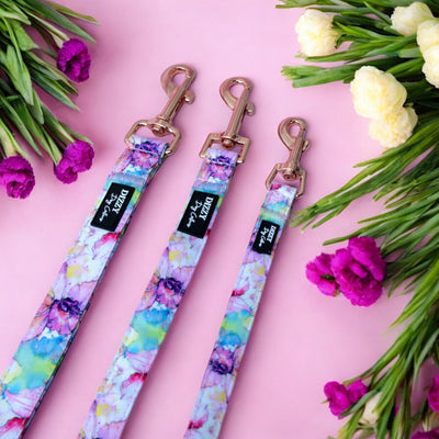 The Willow: Watercolour Floral Dog Lead | Canvas & Neoprene | Premium Quality Fully Padded Leash