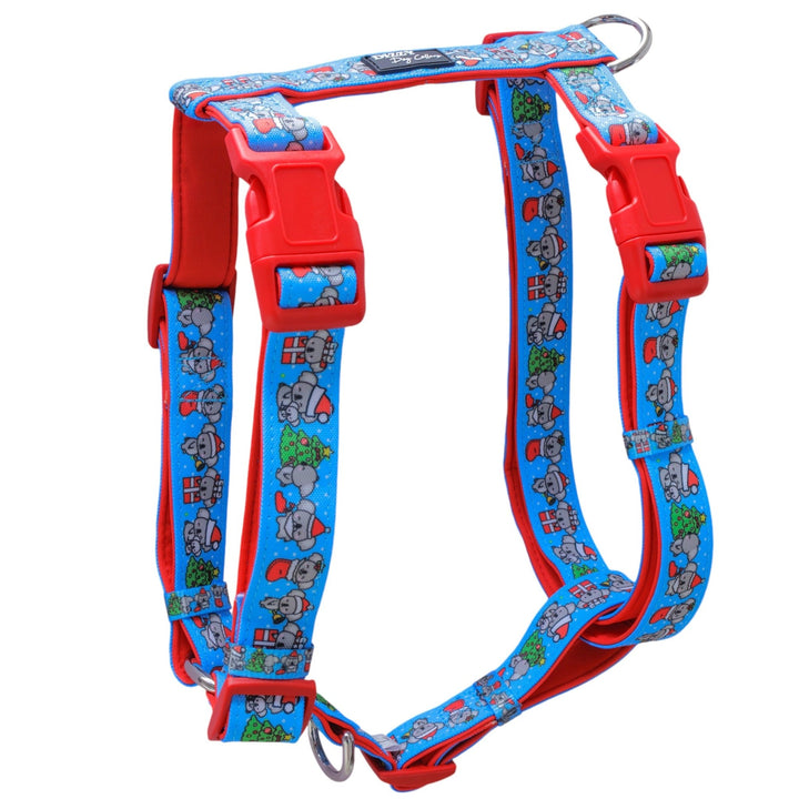 Step in H-Harness with front & back attachment | Christmas Koalas | Fully Padded Canvas & Neoprene Harness