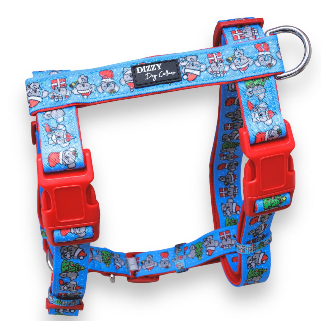 Step in H-Harness with front & back attachment | Christmas Koalas | Fully Padded Canvas & Neoprene Harness