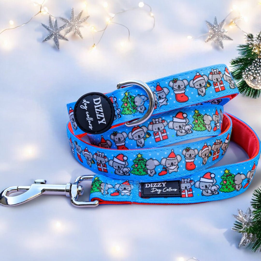 Christmas Koalas Dog Leash | Canvas & Neoprene | Premium Quality Fully Padded Leash