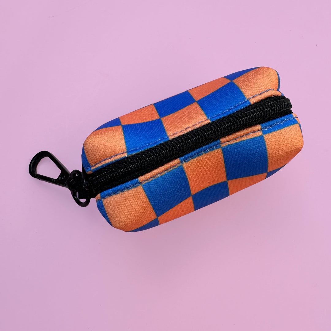 Orange and Blue Checkers | Waste Bag Holder-BFF-Dizzy Dog Collars