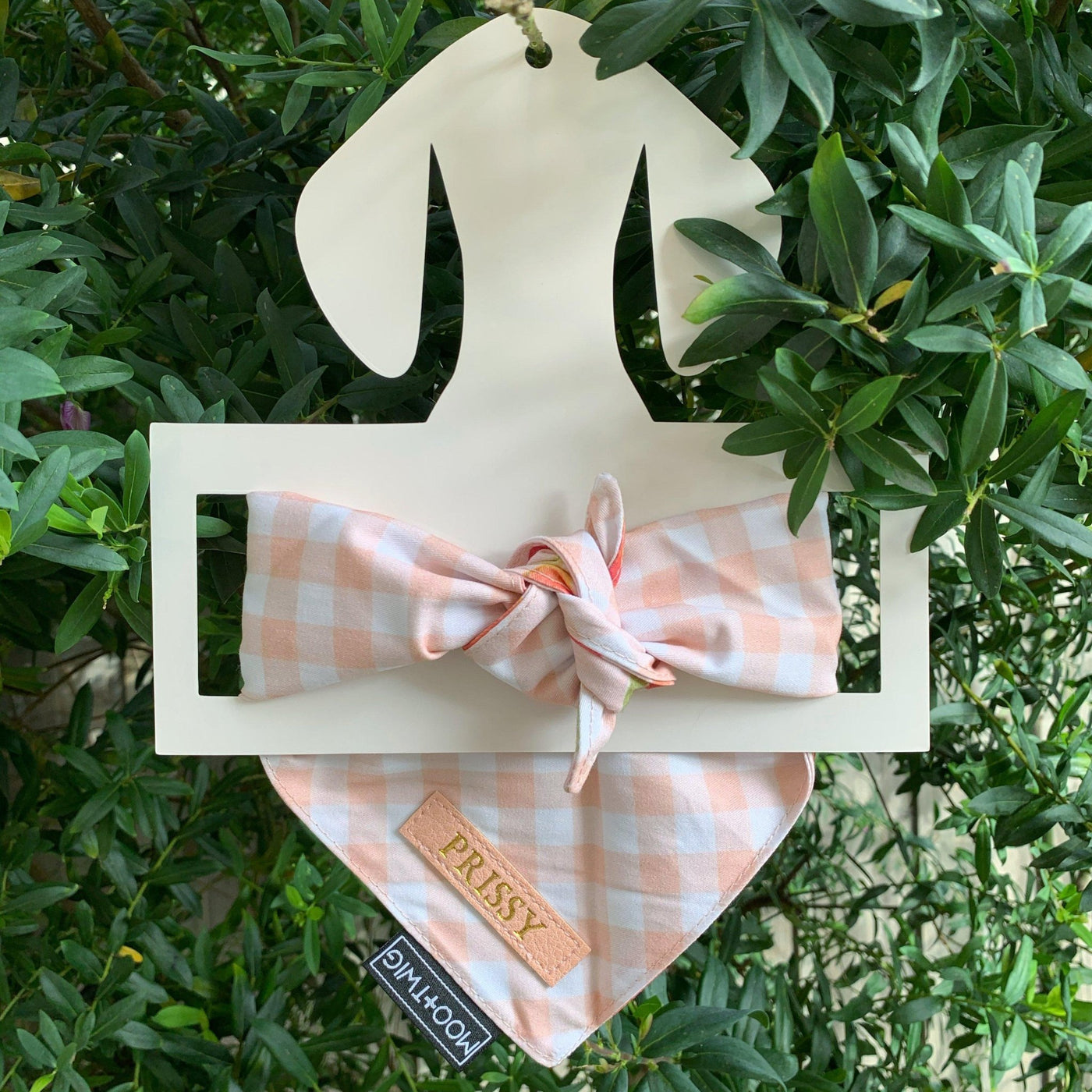 MONOGRAMMED REVERSIBLE DOG BANDANA - Gingham Peaches-Bandana-Dizzy Dog Collars