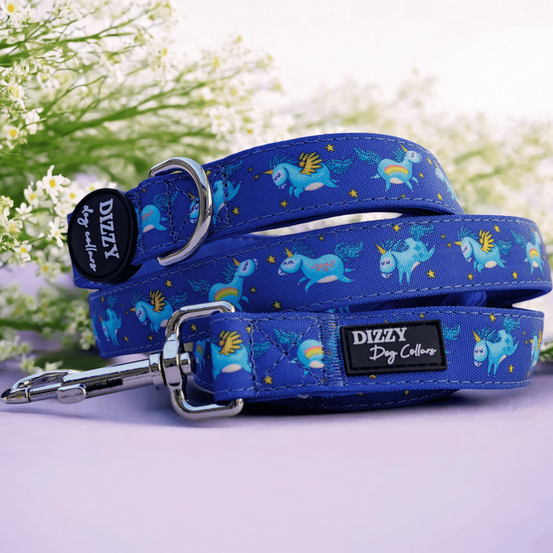 Stardust: Navy Unicorns Dog Leash | Canvas & Neoprene Premium Quality Dog Lead