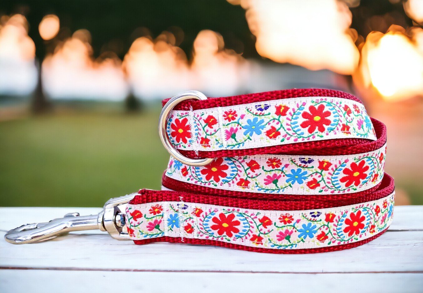 Red Boho Dog Lead | Handmade to order