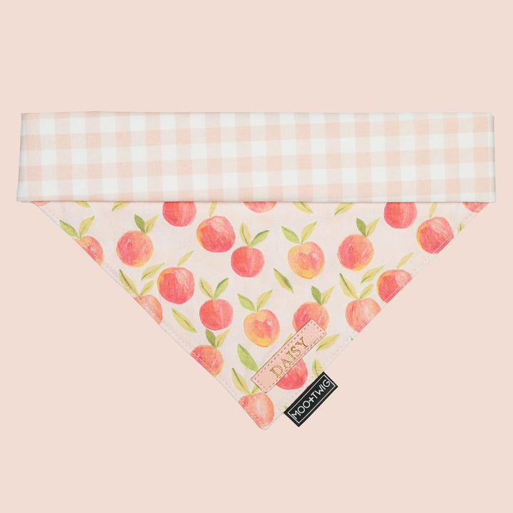 MONOGRAMMED REVERSIBLE DOG BANDANA - Gingham Peaches-Bandana-Dizzy Dog Collars