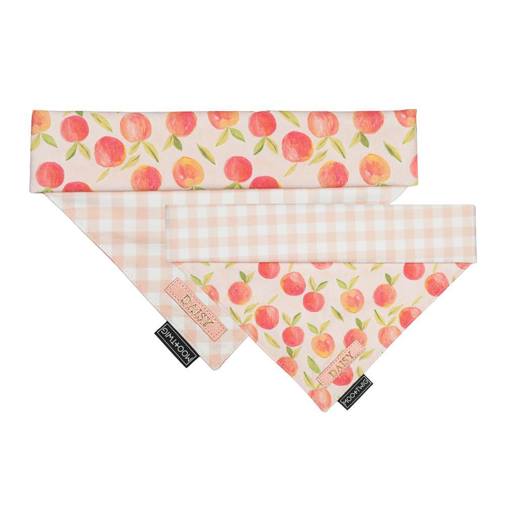 MONOGRAMMED REVERSIBLE DOG BANDANA - Gingham Peaches-Bandana-Dizzy Dog Collars