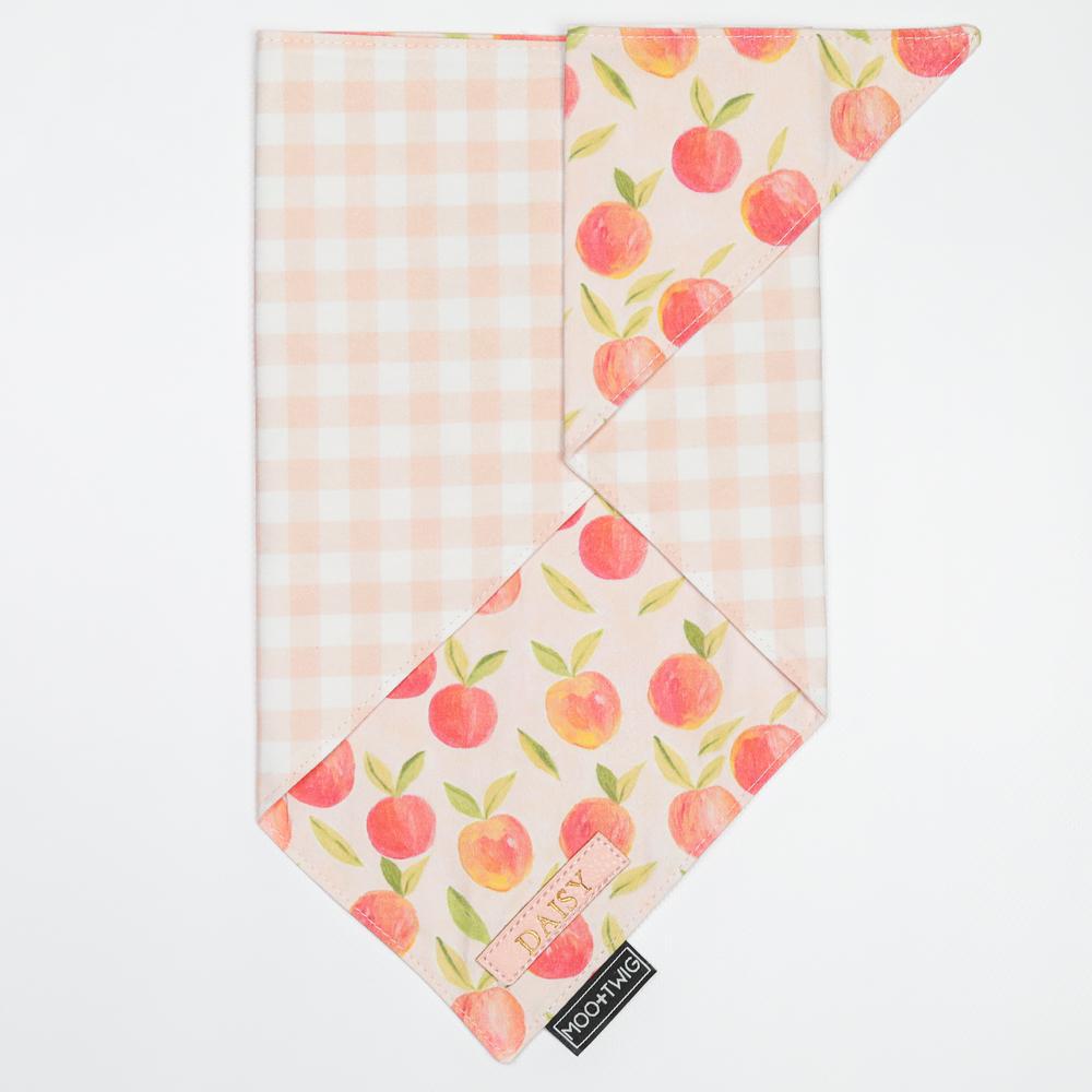 MONOGRAMMED REVERSIBLE DOG BANDANA - Gingham Peaches-Bandana-Dizzy Dog Collars