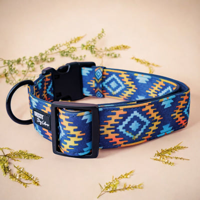 Description: This extra-wide dog collar features the same vibrant Aztec pattern, offering additional support and comfort. It is perfect for larger breeds or dogs needing a bit more collar width.