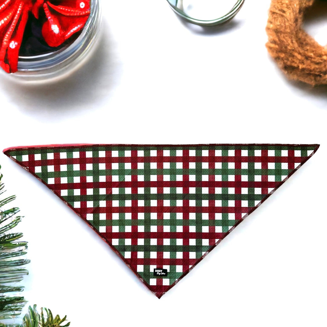 Bandana | Tie Up Dog Bandana | Christmas Gingham-Bandana-Dizzy Dog Collars