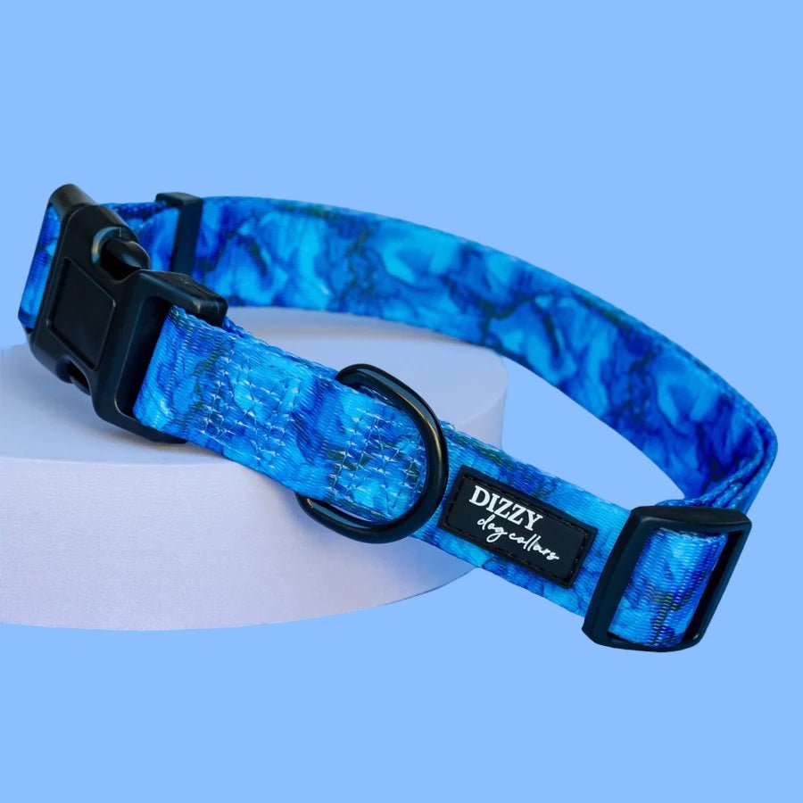 Blue Marble Dog Collar - Value Range Dog Collar-Dog Collar-Dizzy Dog Collars