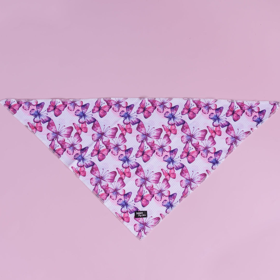 Bandana | Tie Up Dog Bandana | Pink Butterflies-Bandana-Dizzy Dog Collars