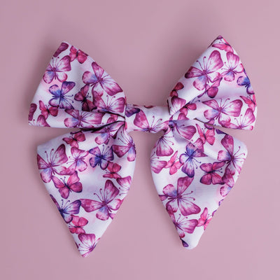 Pink Butterflies Sailor Bow Tie | Dog Bow-Dizzy Dog Collars