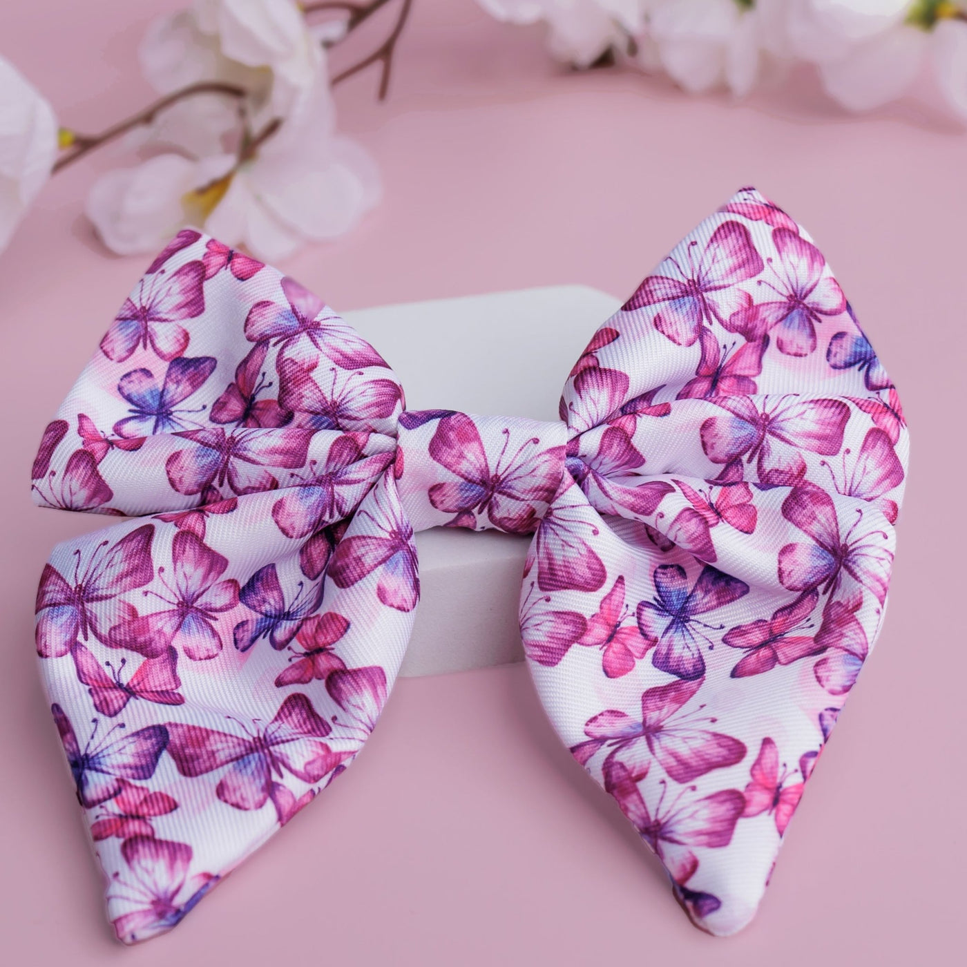 Pink Butterflies Sailor Bow Tie | Dog Bow-Dizzy Dog Collars