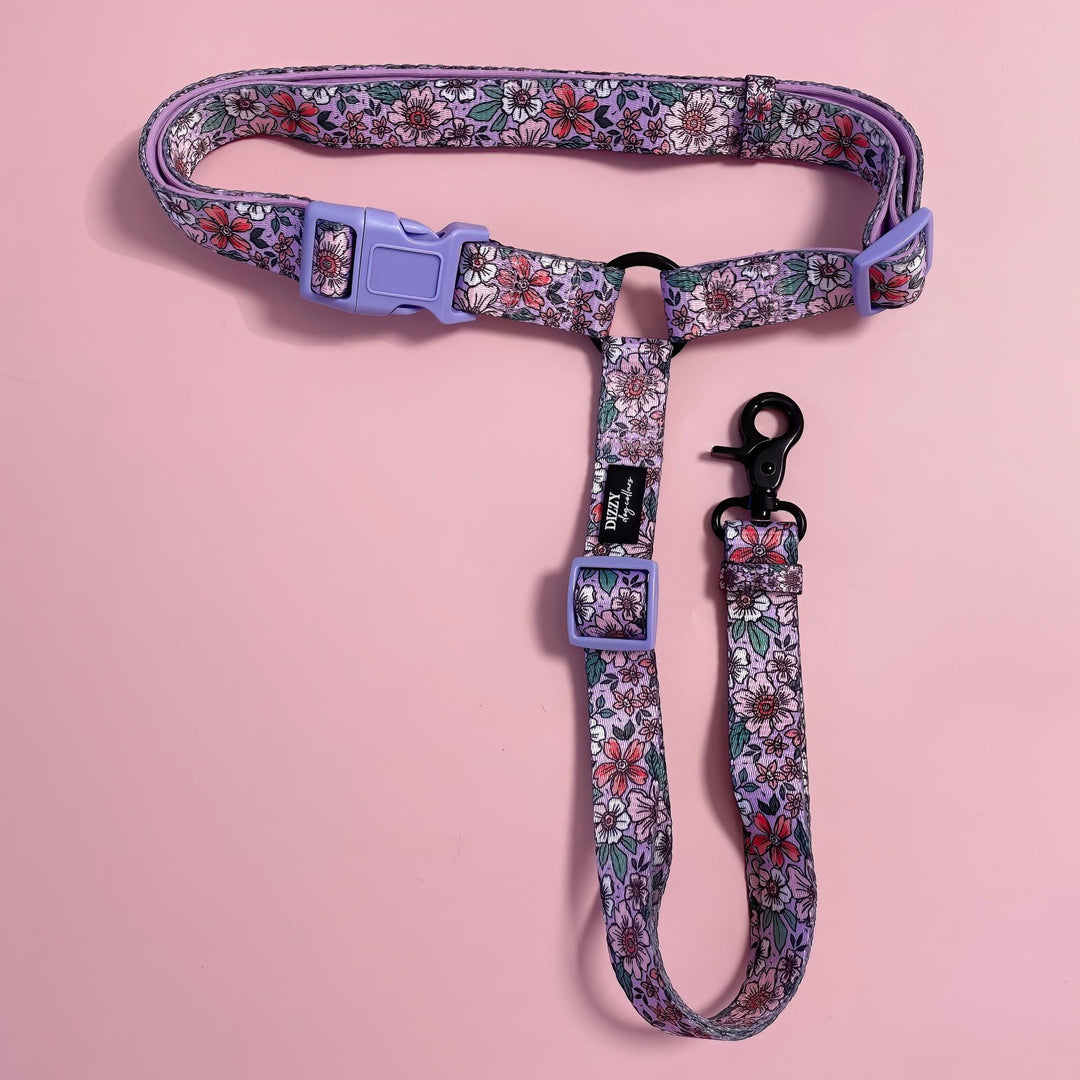 Car Headrest Restraint | Lilac Floral | Dog Car Restraint Tether-Dizzy Dog Collars