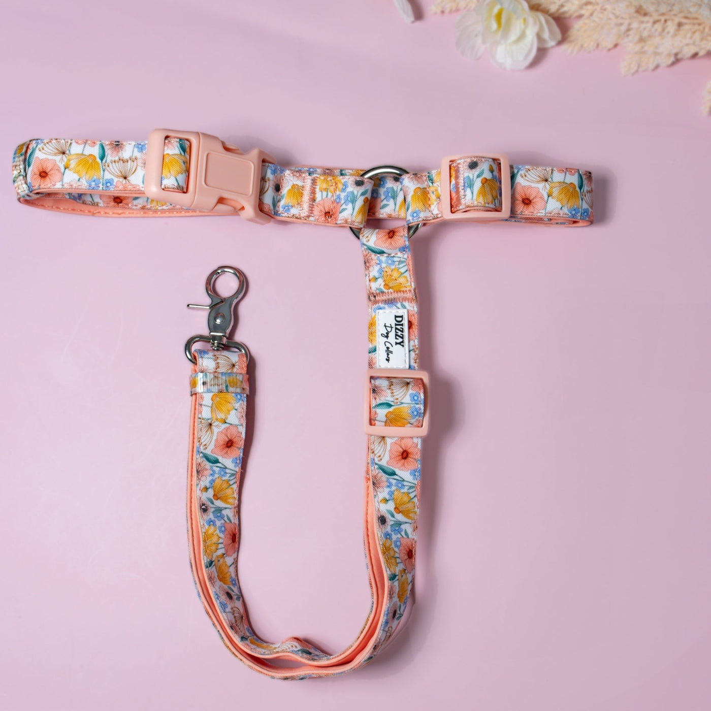 Car Headrest Restraint | Peachy Posies | Dog Car Restraint Tether-Car Restraint-Dizzy Dog Collars