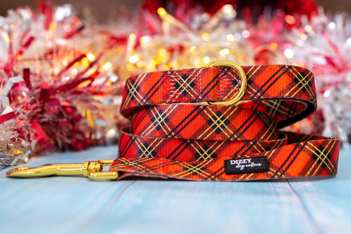 Christmas Plaid Dog Leash | Dog Lead-Dizzy Dog Collars