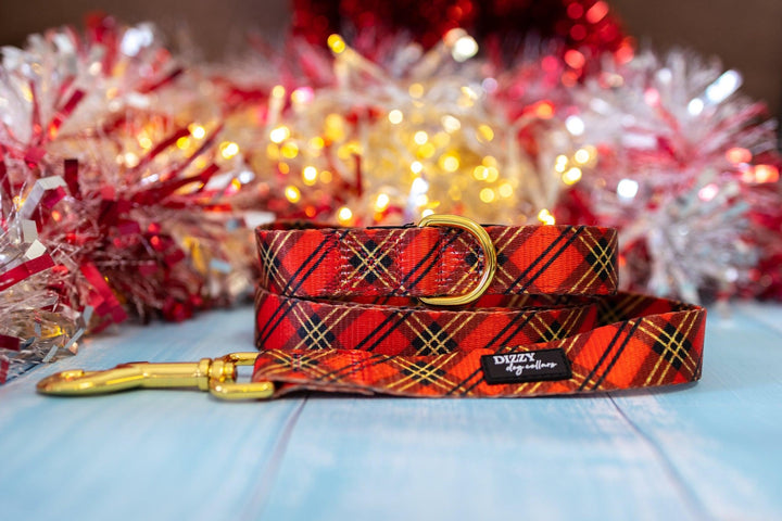 Christmas Plaid Dog Leash | Dog Lead-Dizzy Dog Collars