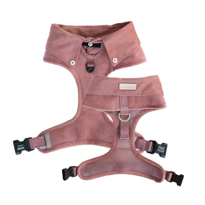 Dog Harness Australia Made From Corduroy with Bow Tie Dusty Pink