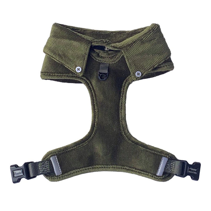 Dog Harness Australia Made From Corduroy with Bow Tie Olive Green