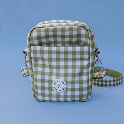 Crossbody Bag | Olive Gingham | With Poop Bag Access-Adventure Pouch-Dizzy Dog Collars