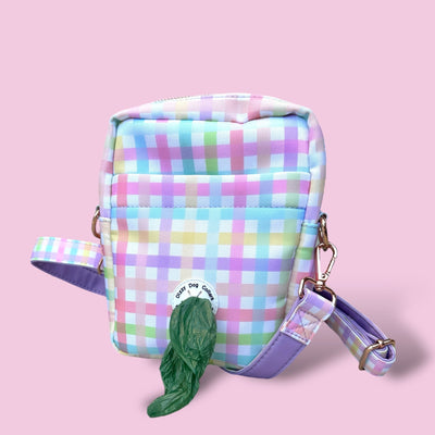 Crossbody Dog Walking Bag | Sherbet Gingham | With Poop Bag Access-Adventure Pouch-Dizzy Dog Collars