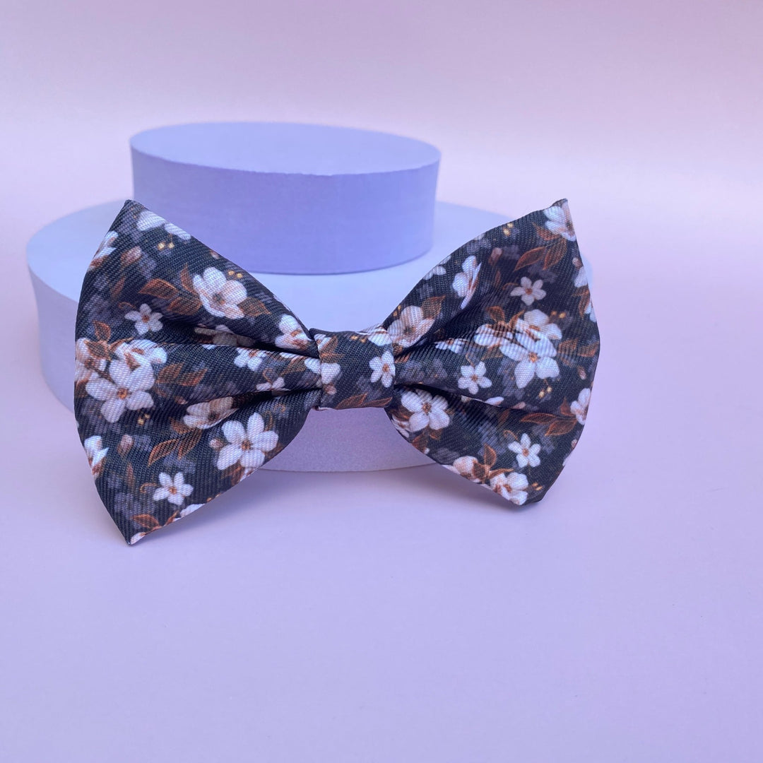 Dog Bow Tie | Midnight Cherry Blossoms-Dizzy Dog Collars