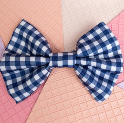 Dog Bow Tie | Navy Gingham-Bow-Dizzy Dog Collars