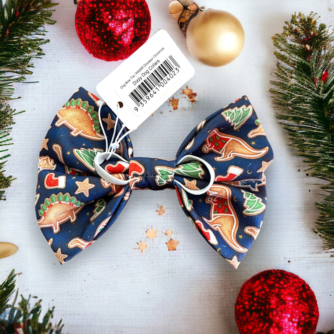 Dog Bow Tie | RAWR Dinosaur Christmas-Bow-Dizzy Dog Collars