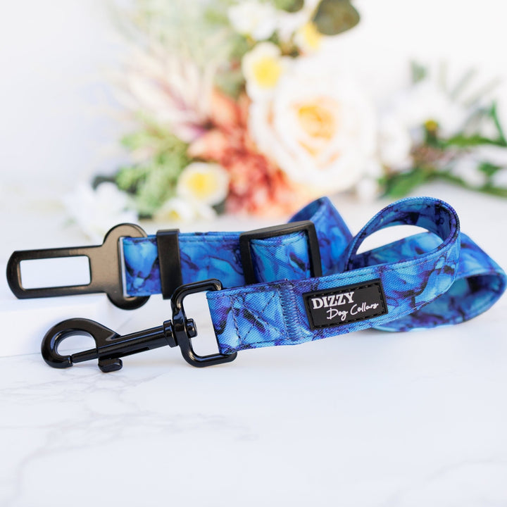 Dog Car Seatbelt | Dog Car Restraint Tether | Blue Marble-Car Restraint-Dizzy Dog Collars