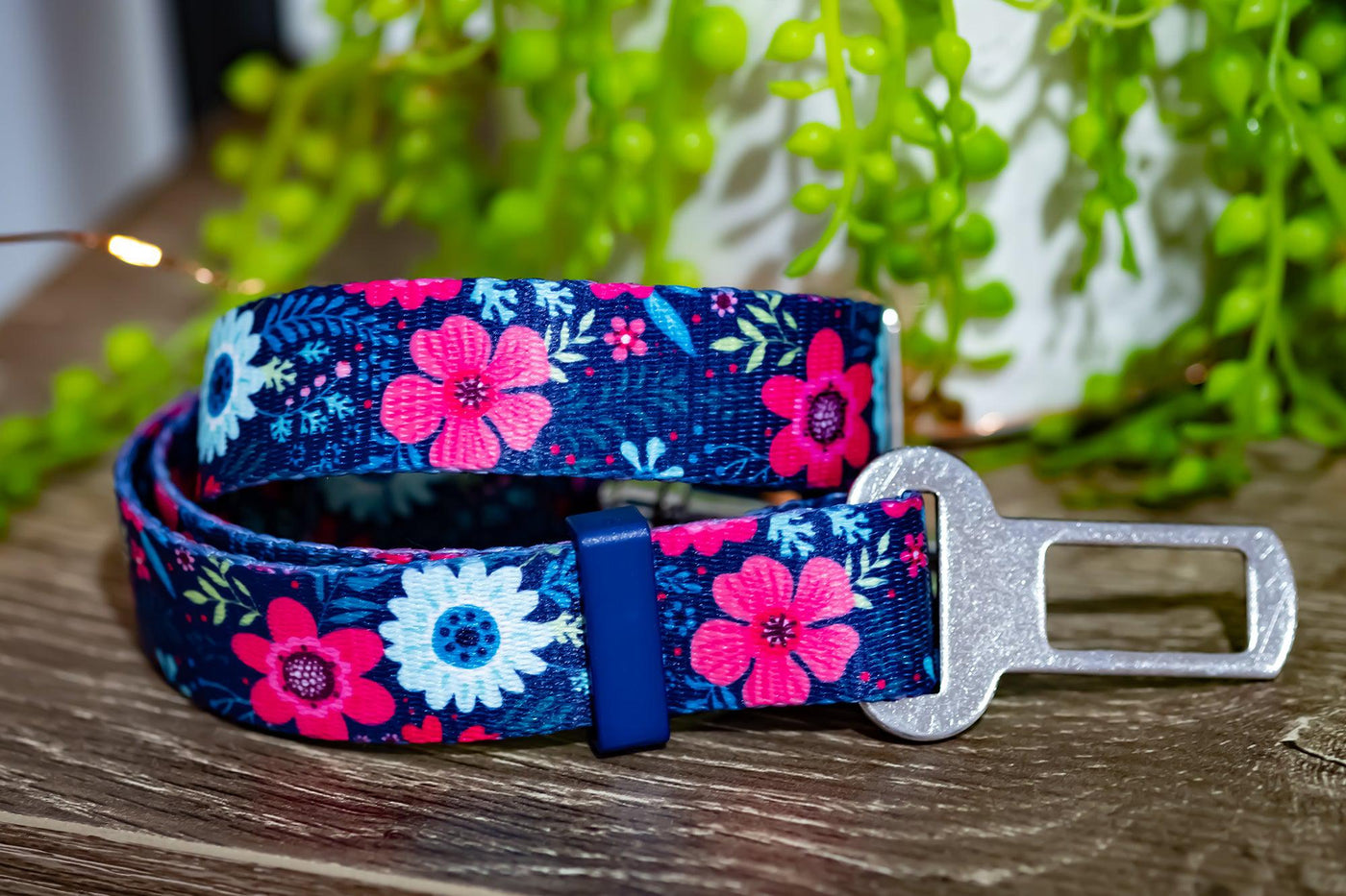 Dog Seatbelt - Navy Floral-Dizzy Dog Collars-Dizzy Dog Collars