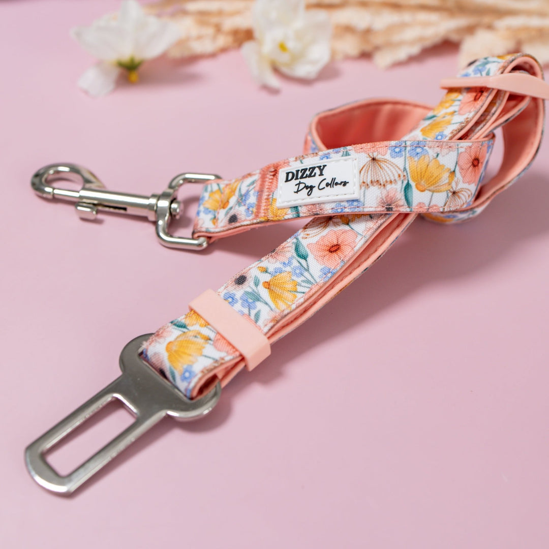 Dog Car Seatbelt | Dog Car Restraint Tether | Peachy Posies-Car Restraint-Dizzy Dog Collars