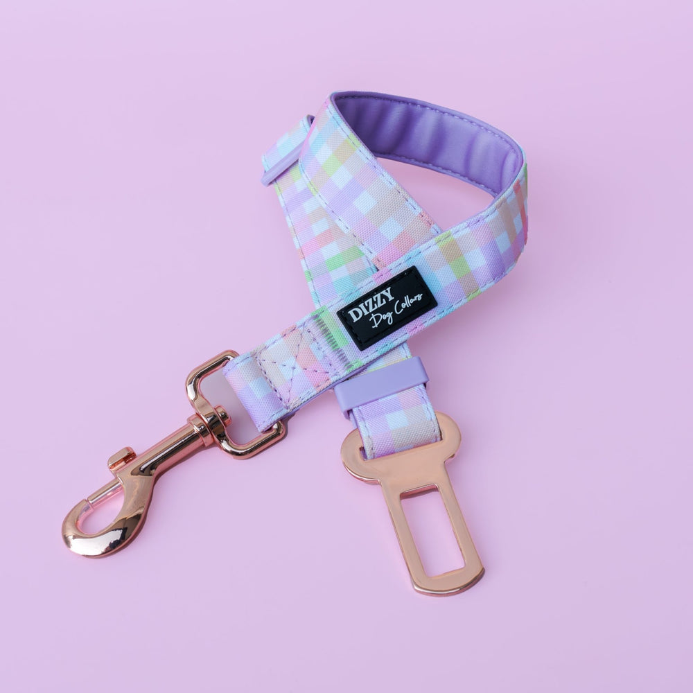 Dog Car Seatbelt | Dog Car Restraint Tether | Sherbet Gingham-Car Restraint-Dizzy Dog Collars