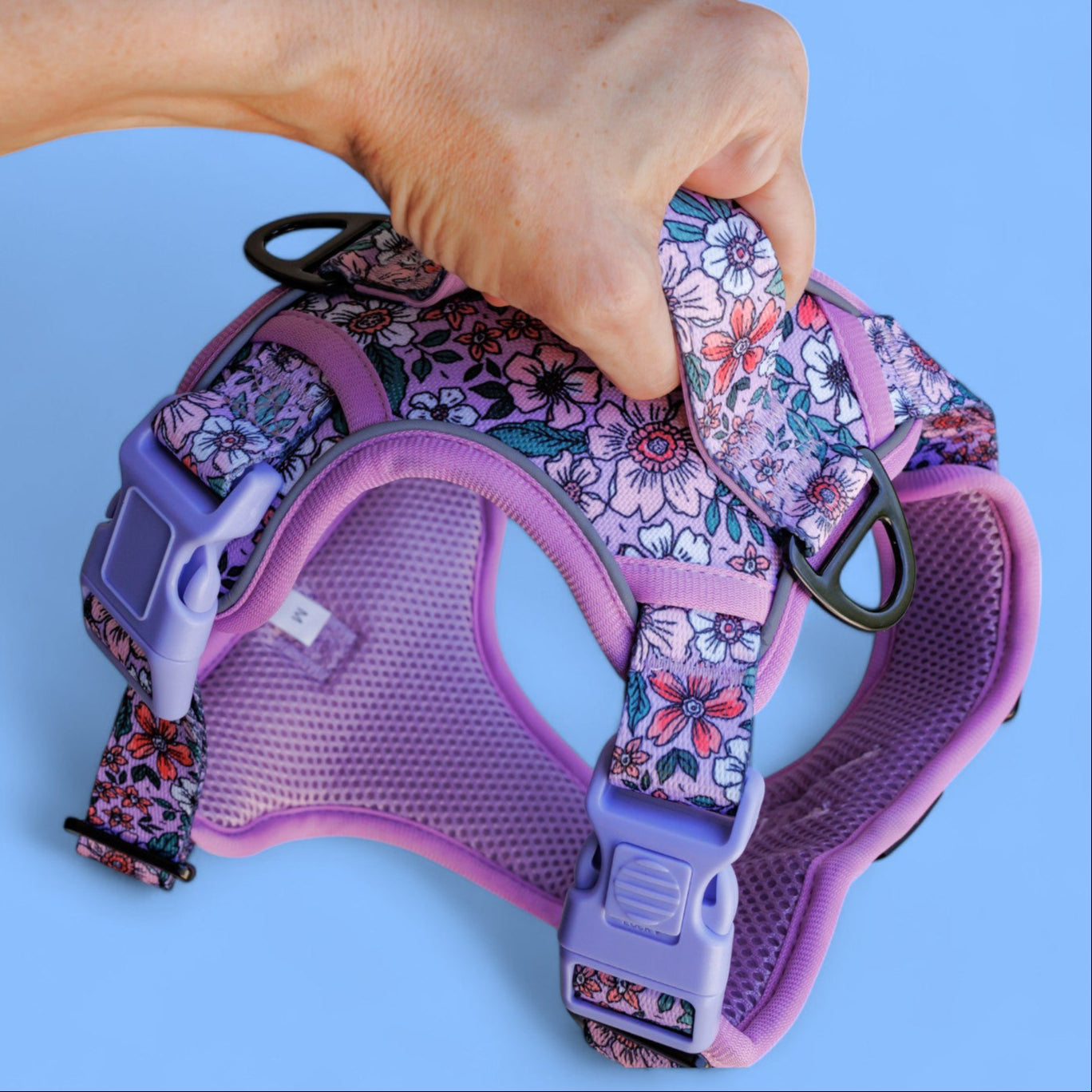 No Pull Dog Harness | Step in | Reflective | Heavy Duty | Easy Reach Handle | Lilac Floral