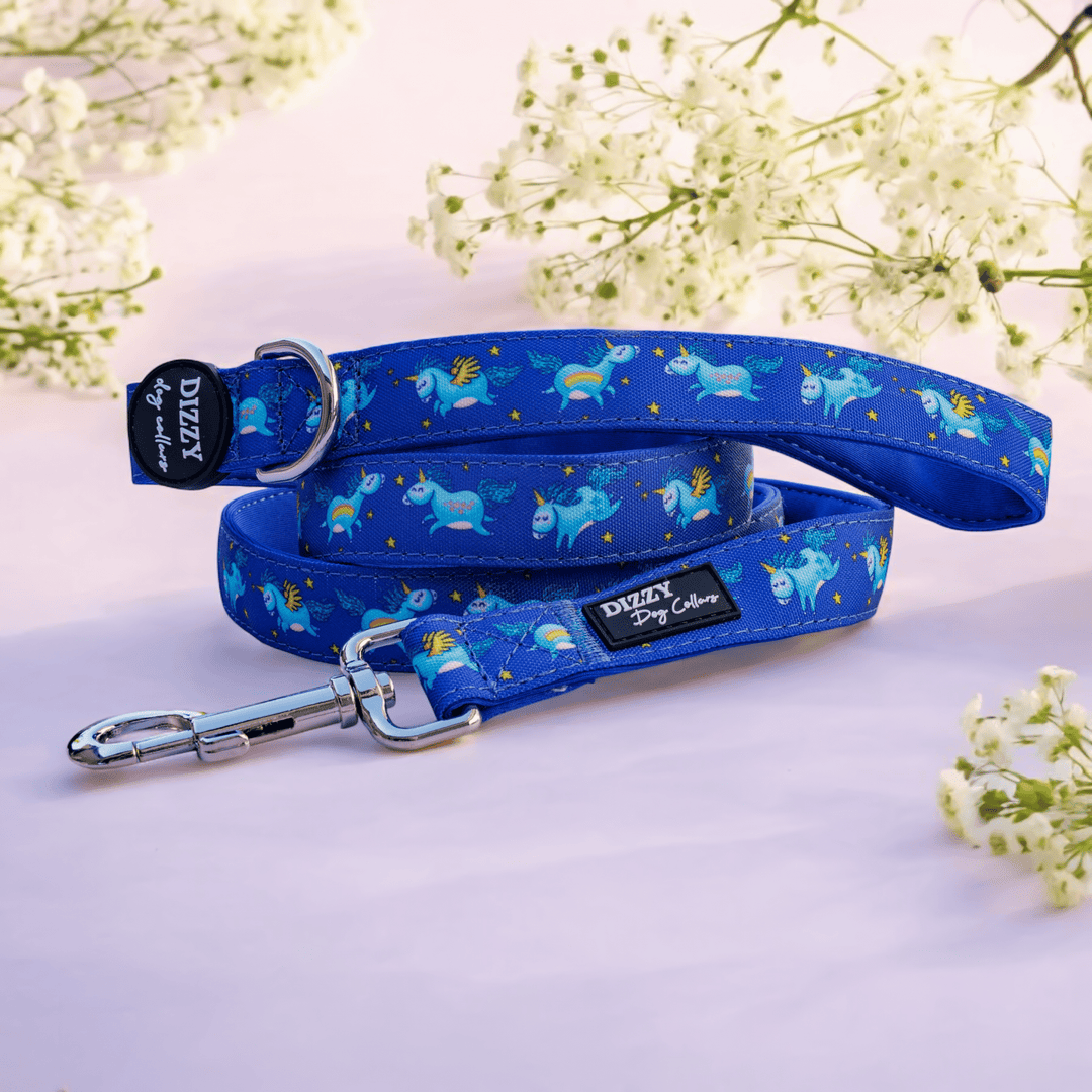 Stardust: Navy Unicorns Dog Leash | Canvas & Neoprene Premium Quality Dog Lead