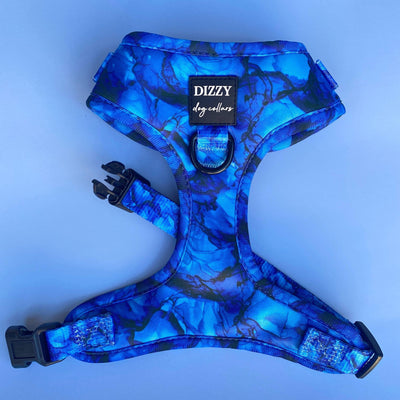 DOG HARNESS | Blue Marble | Neck Adjustable Dog Harness-Harness-Dizzy Dog Collars