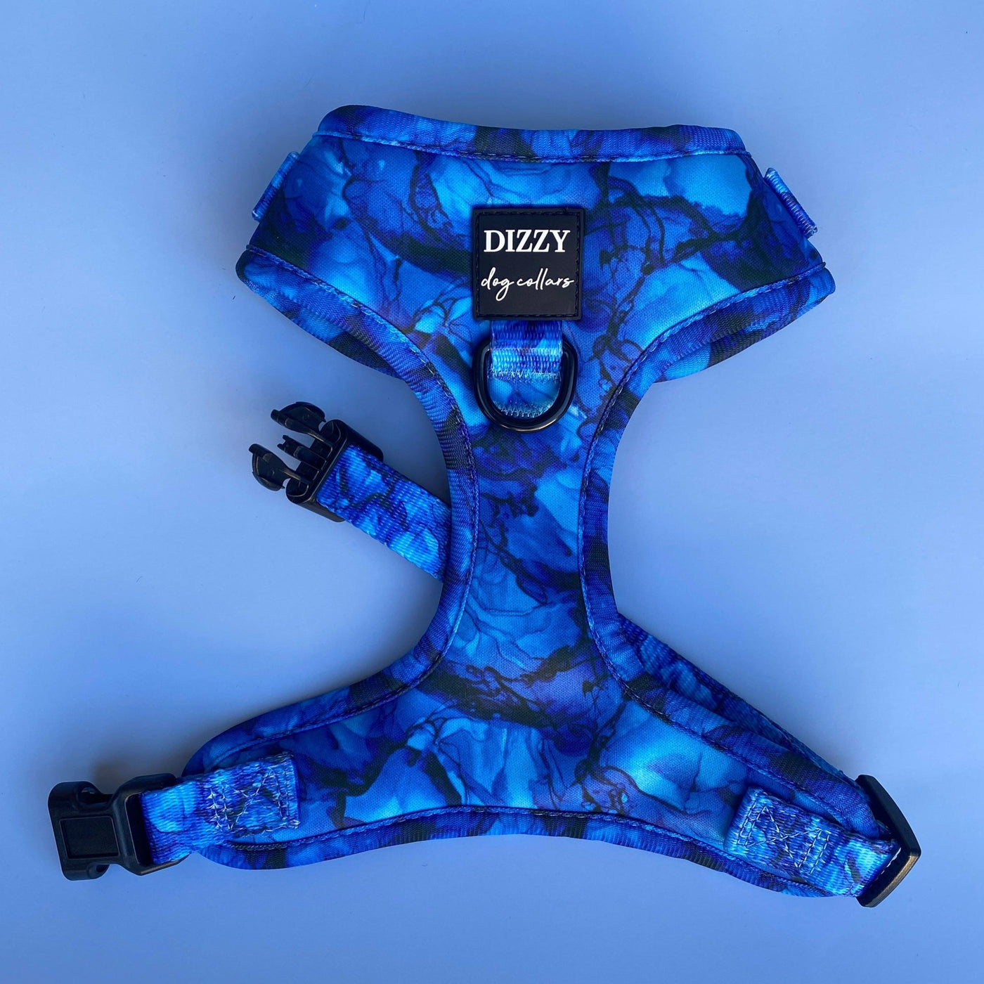 DOG HARNESS | Blue Marble | Neck Adjustable Dog Harness-Harness-Dizzy Dog Collars