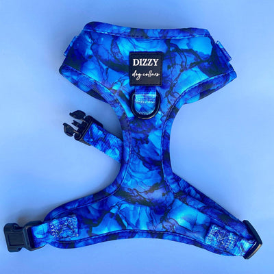 DOG HARNESS | Blue Marble | Neck Adjustable Dog Harness-Harness-Dizzy Dog Collars