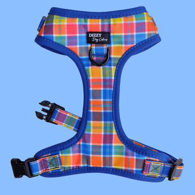 DOG HARNESS | Country Plaid | Neck Adjustable Dog Harness | Canvas & Neoprene-Fabric Harness-Dizzy Dog Collars