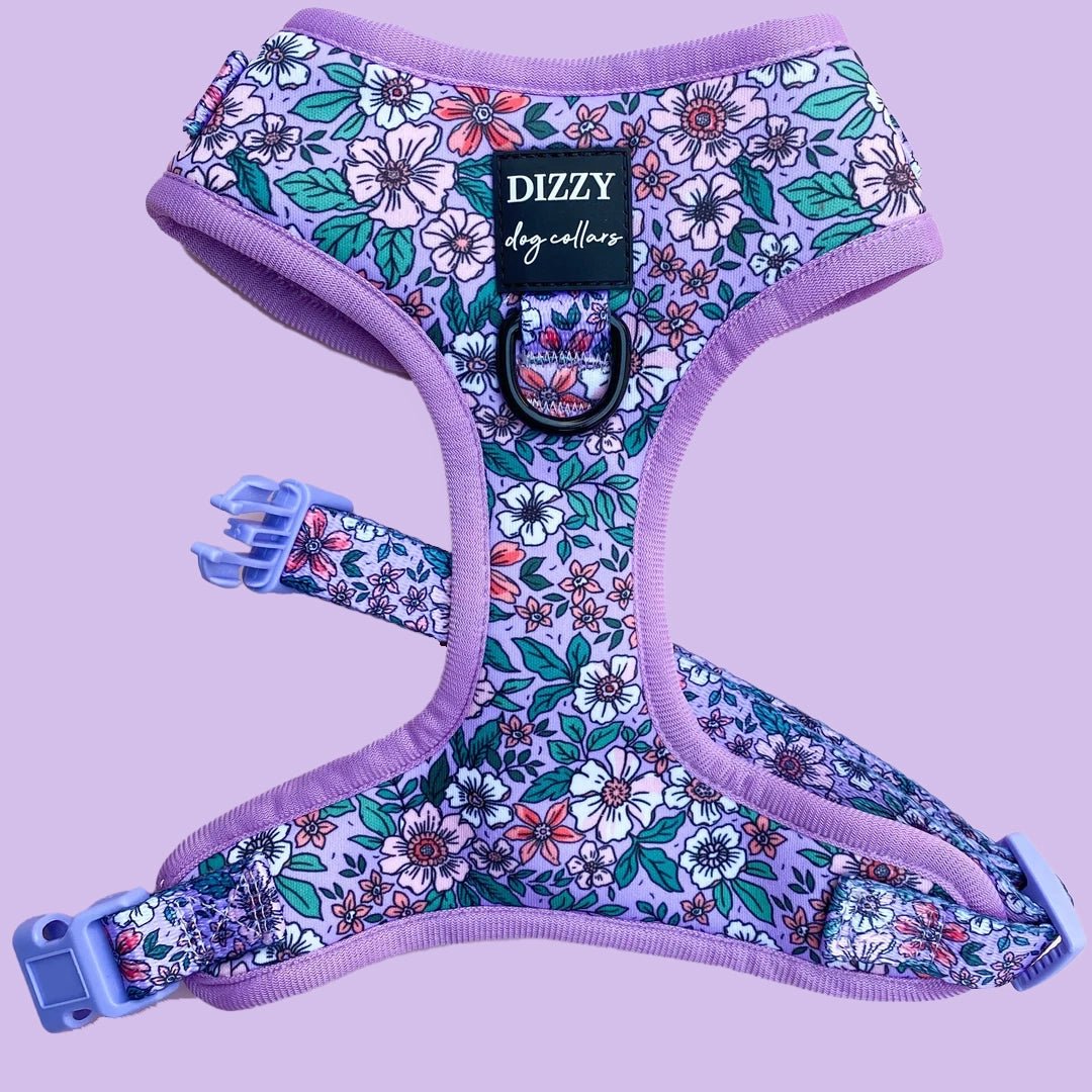 DOG HARNESS | Lilac Floral | Neck Adjustable Dog Harness