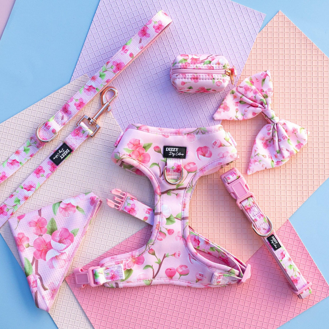 DOG HARNESS | Sweet Sakura | Neck Adjustable Dog Harness-Harness-Dizzy Dog Collars