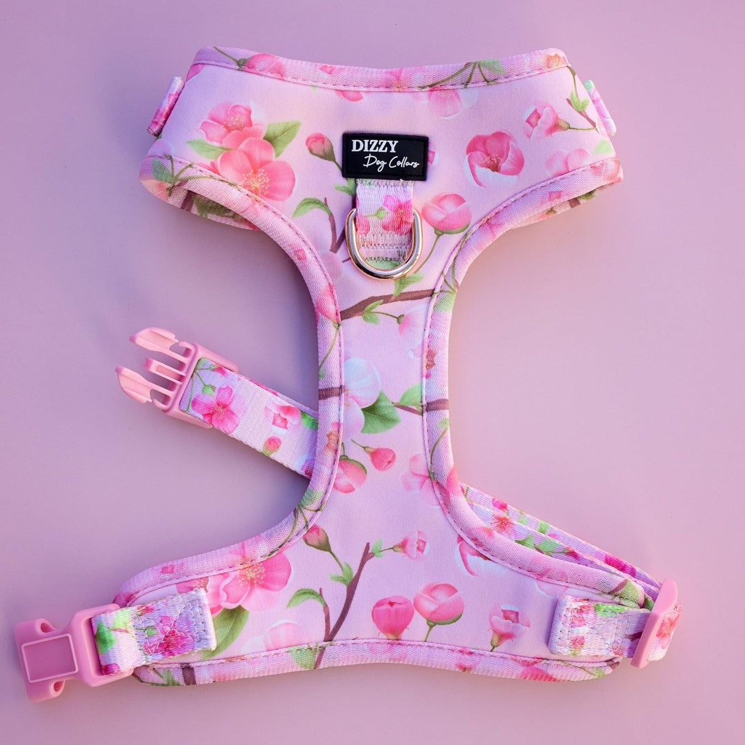 DOG HARNESS | Sweet Sakura | Neck Adjustable Dog Harness-Harness-Dizzy Dog Collars